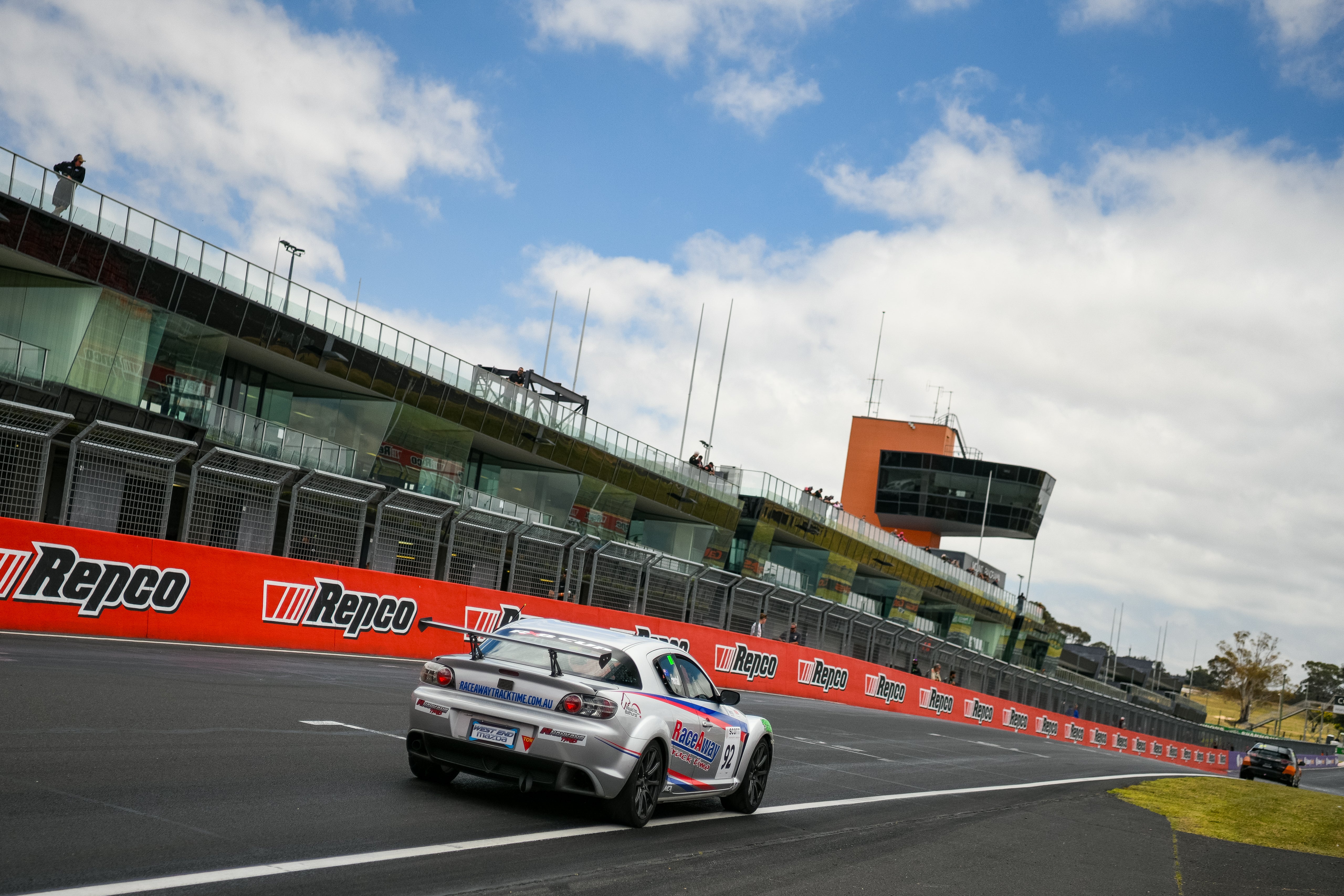 RaceAway RX8 on the pit straight at Mount Panorama